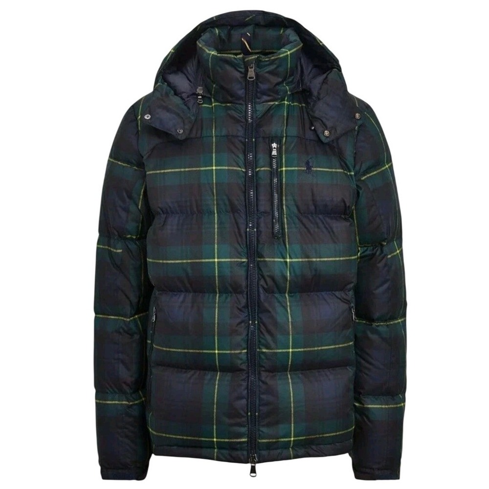 Polo Ralph Lauren Tartan Blackwatch Hooded Pony Logo Down Puffer Coat Jacket 4XB